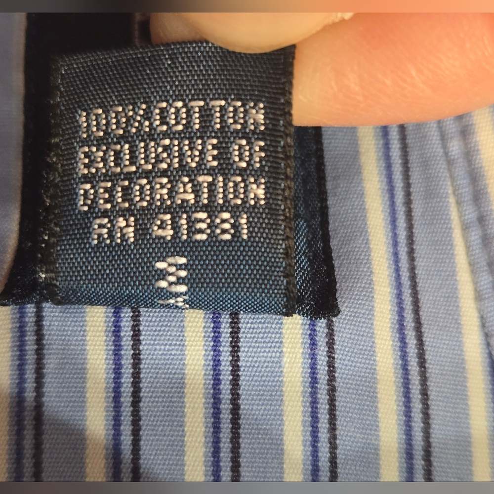 Ralph Lauren Blue and White Striped Dress Shirt Classic Fit Size XL 100% Cotton - Picture 10 of 13